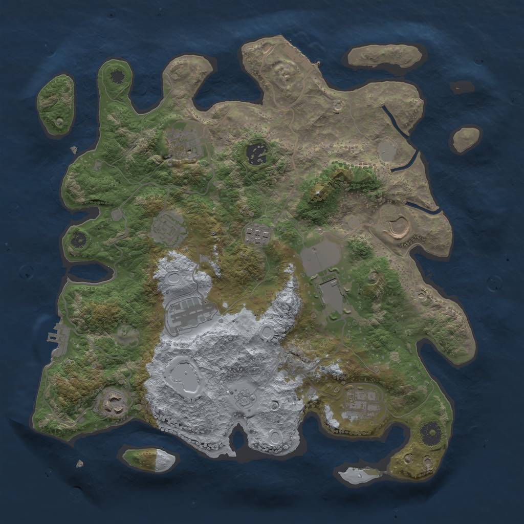 Rust Map: Procedural Map, Size: 3500, Seed: 98465806, 17 Monuments