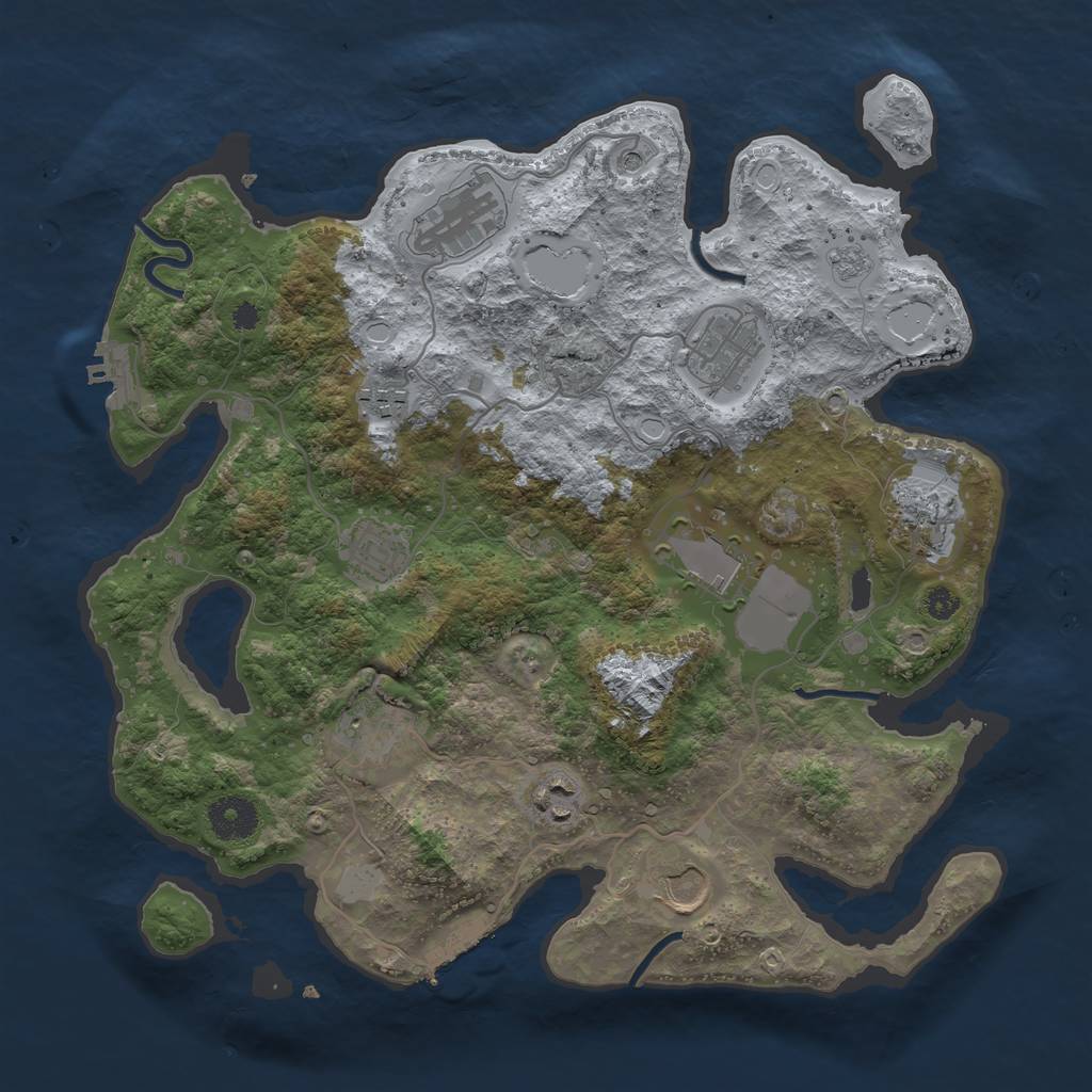 Rust Map: Procedural Map, Size: 3500, Seed: 878487416, 18 Monuments