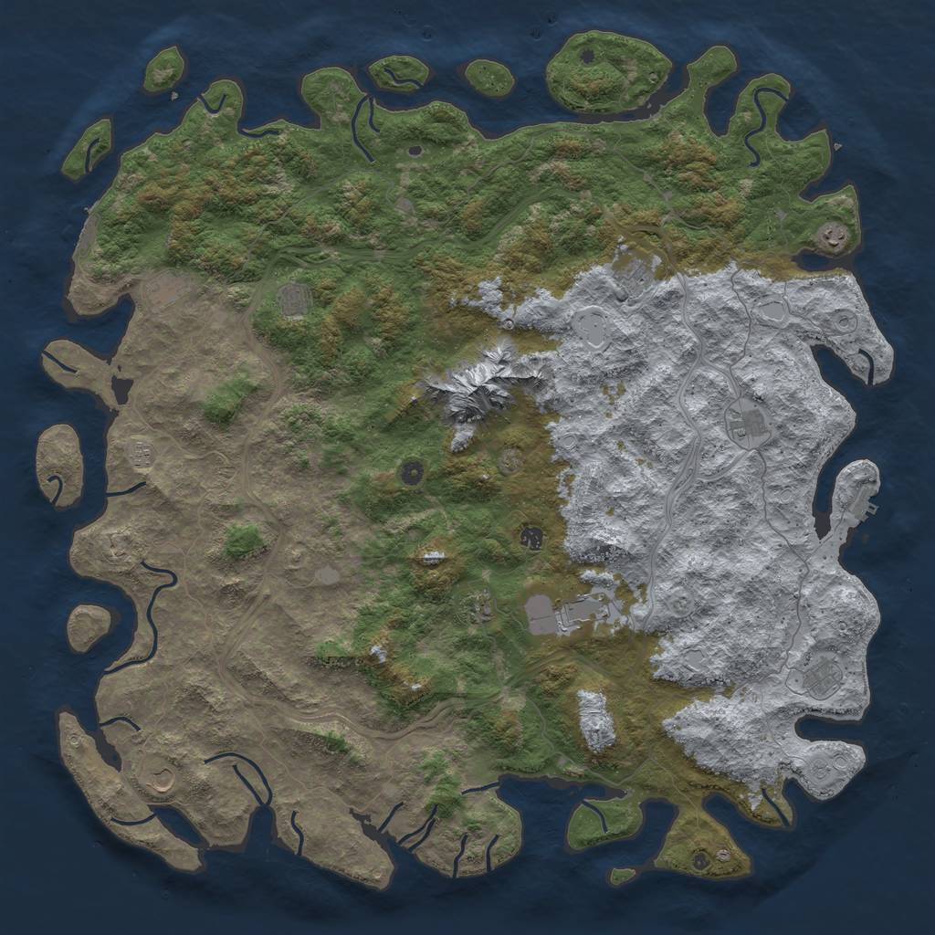 Rust Map: Procedural Map, Size: 6000, Seed: 1192763573, 20 Monuments