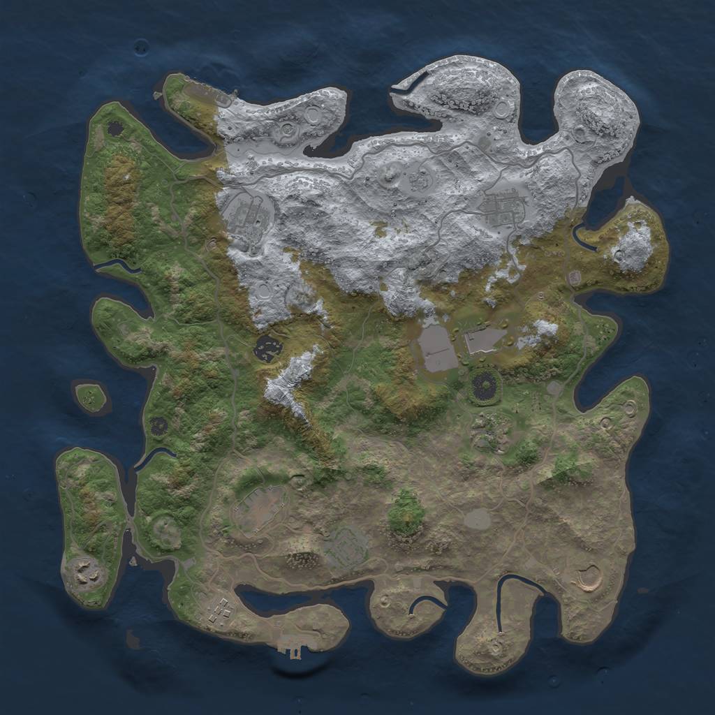 Rust Map: Procedural Map, Size: 4000, Seed: 630133109, 19 Monuments