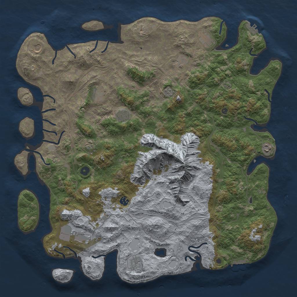 Rust Map: Procedural Map, Size: 5000, Seed: 555555555, 20 Monuments