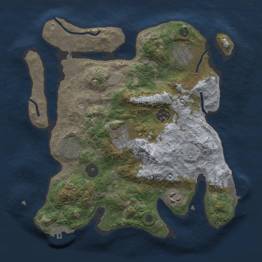 Rust Map: Procedural Map, Size: 3000, Seed: 21055, 14 Monuments