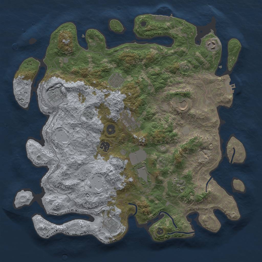 Rust Map: Procedural Map, Size: 4000, Seed: 33789, 19 Monuments