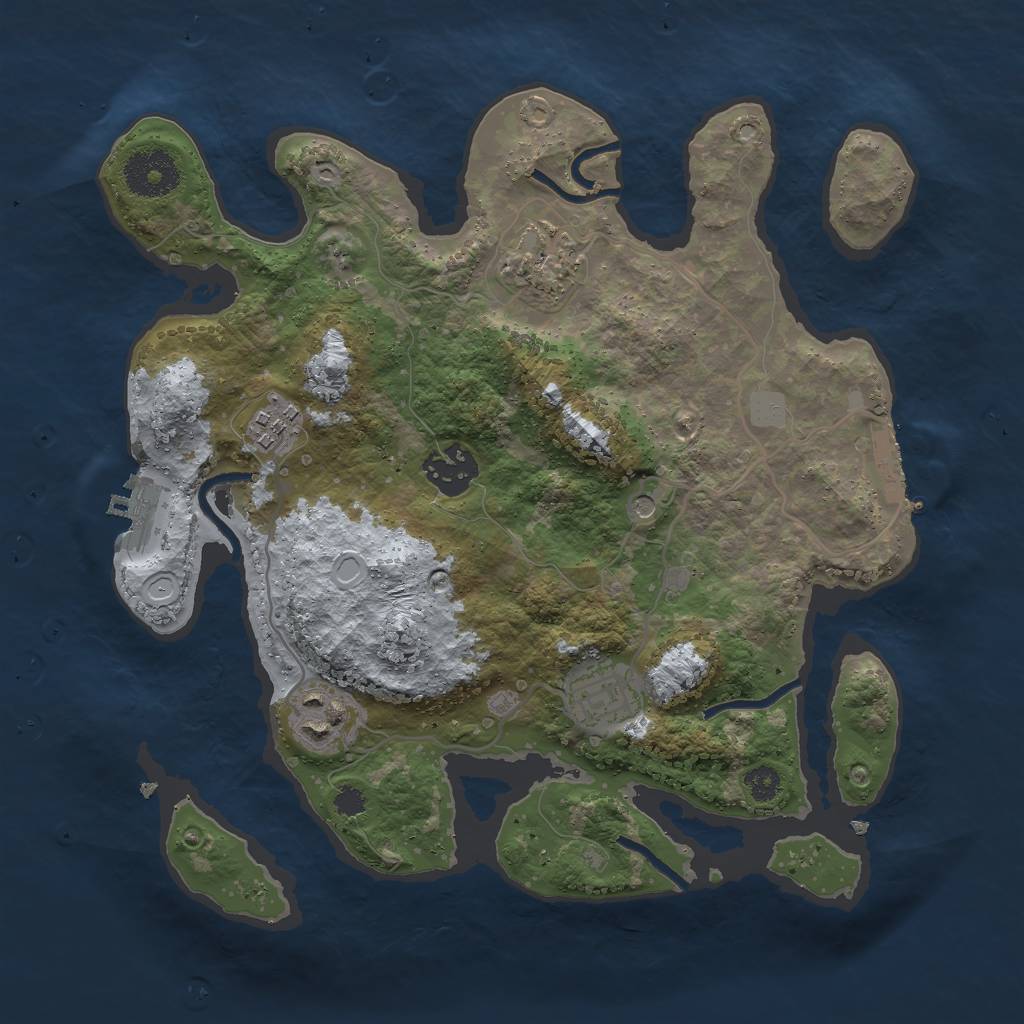 Rust Map: Procedural Map, Size: 3000, Seed: 2100342476, 13 Monuments
