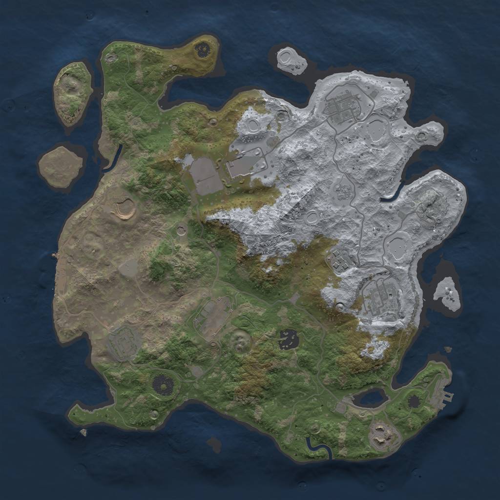 Rust Map: Procedural Map, Size: 3500, Seed: 1943557777, 18 Monuments