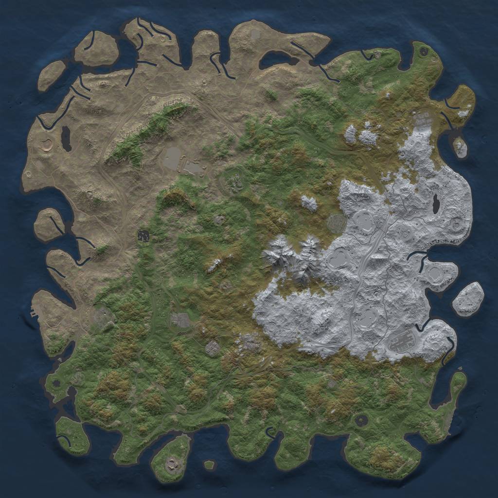 Rust Map: Procedural Map, Size: 6000, Seed: 648234, 20 Monuments