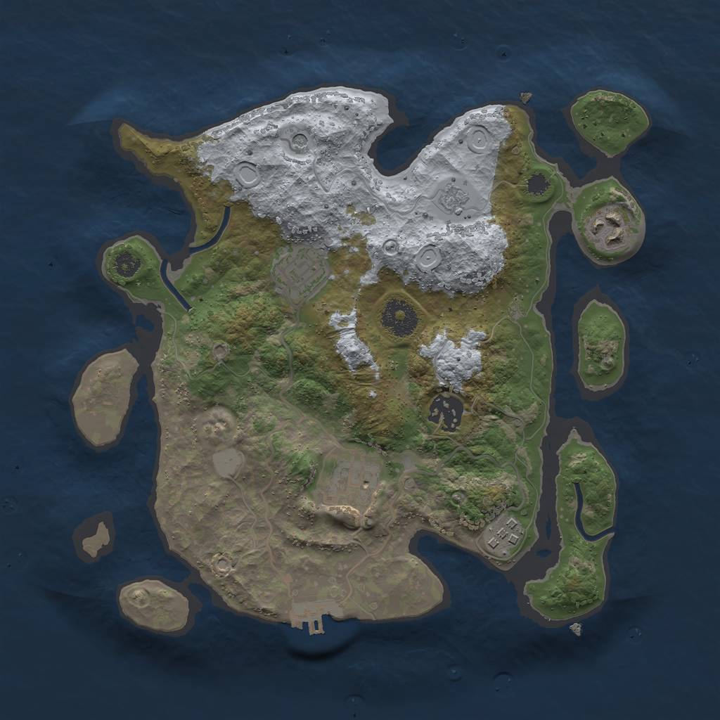 Rust Map: Procedural Map, Size: 3000, Seed: 25991, 13 Monuments