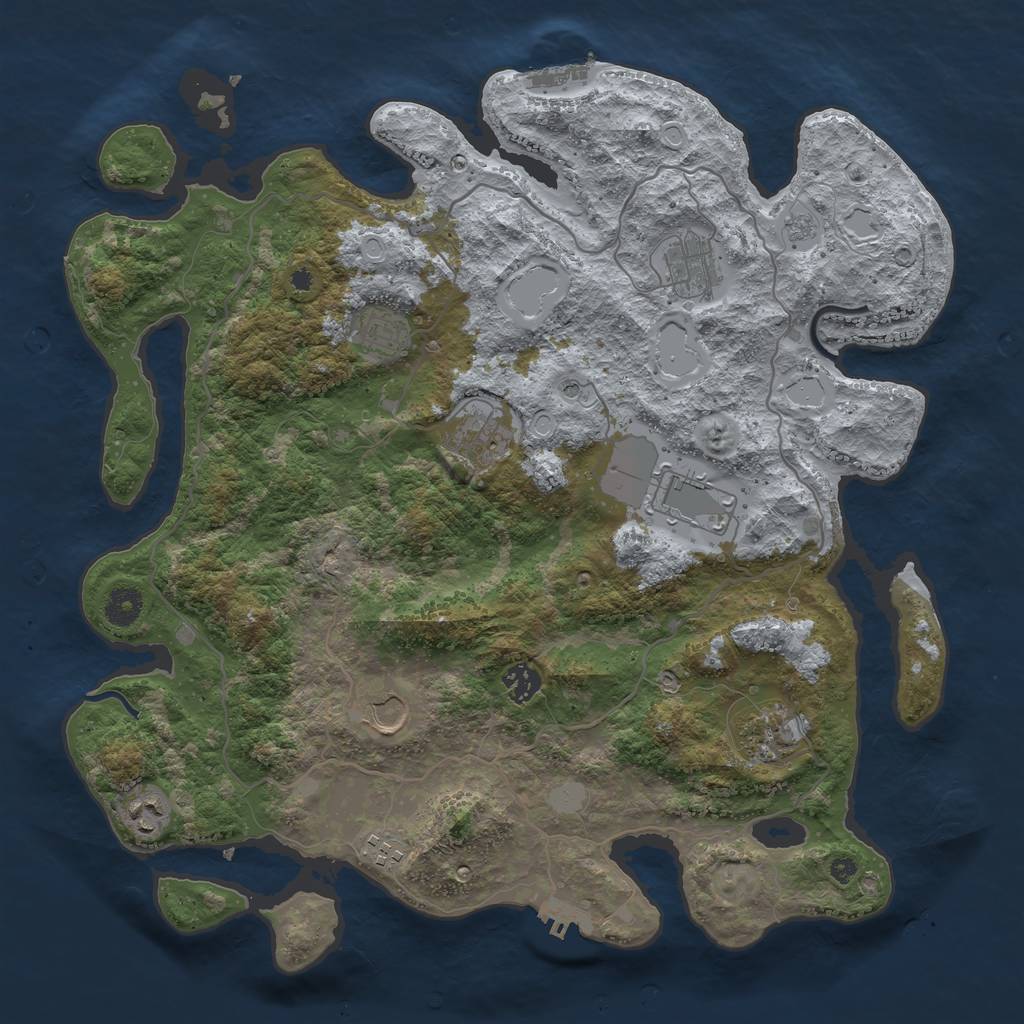 Rust Map: Procedural Map, Size: 4000, Seed: 1616857021, 18 Monuments