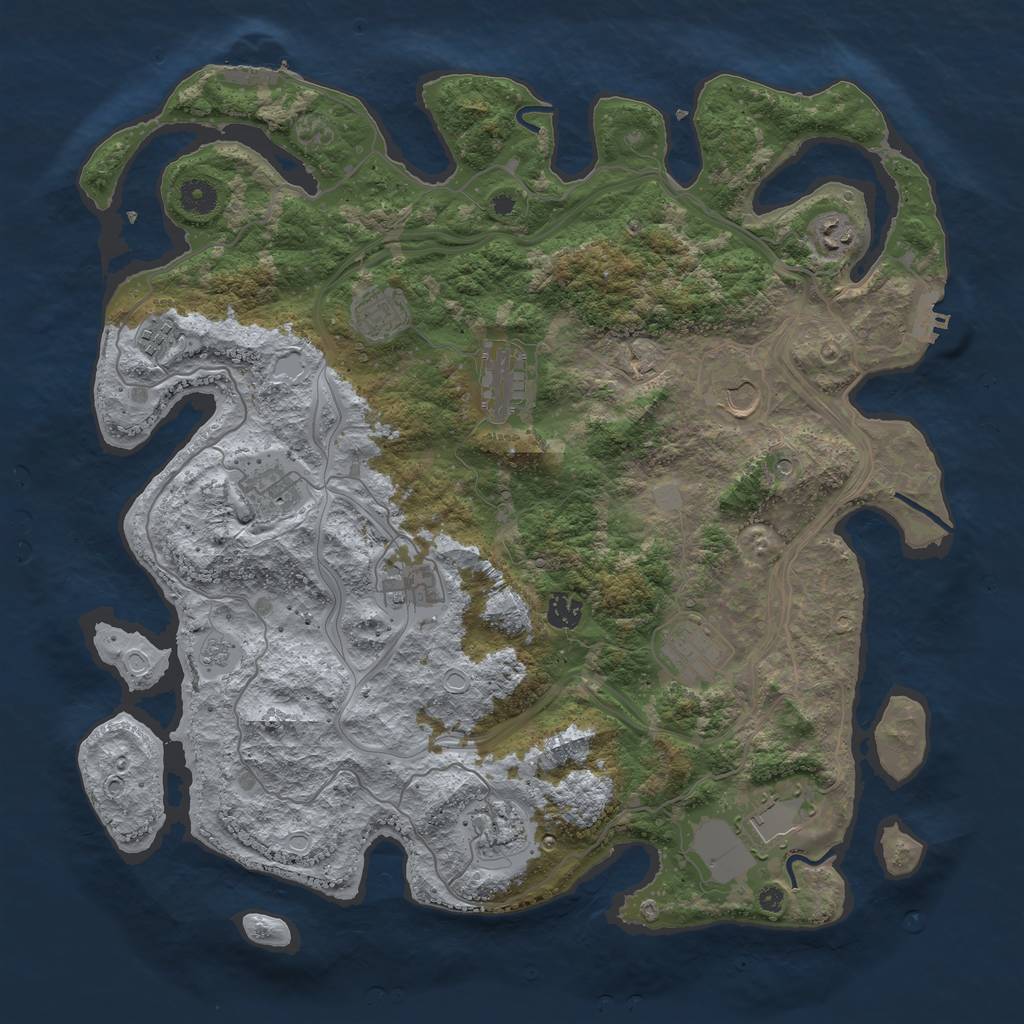 Rust Map: Procedural Map, Size: 4250, Seed: 1199216033, 20 Monuments