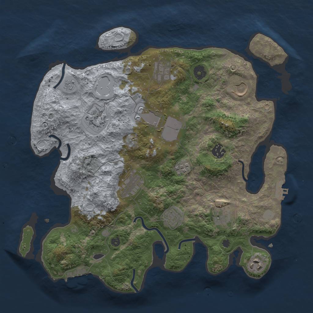 Rust Map: Procedural Map, Size: 3500, Seed: 2119239436, 18 Monuments