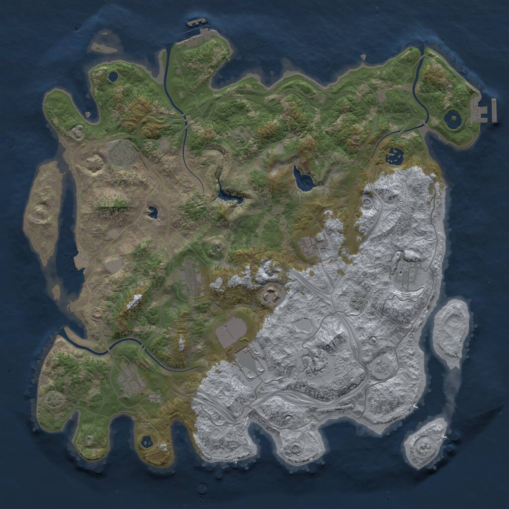 Rust Map: Procedural Map, Size: 4250, Seed: 1106899743, 16 Monuments