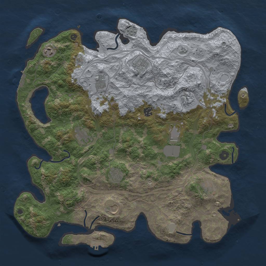 Rust Map: Procedural Map, Size: 4250, Seed: 1199216034, 20 Monuments