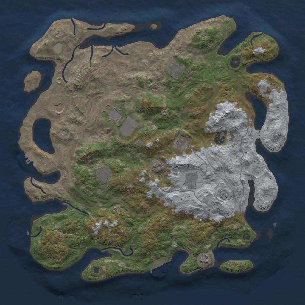 Rust Map: Procedural Map, Size: 4250, Seed: 1199216035, 18 Monuments