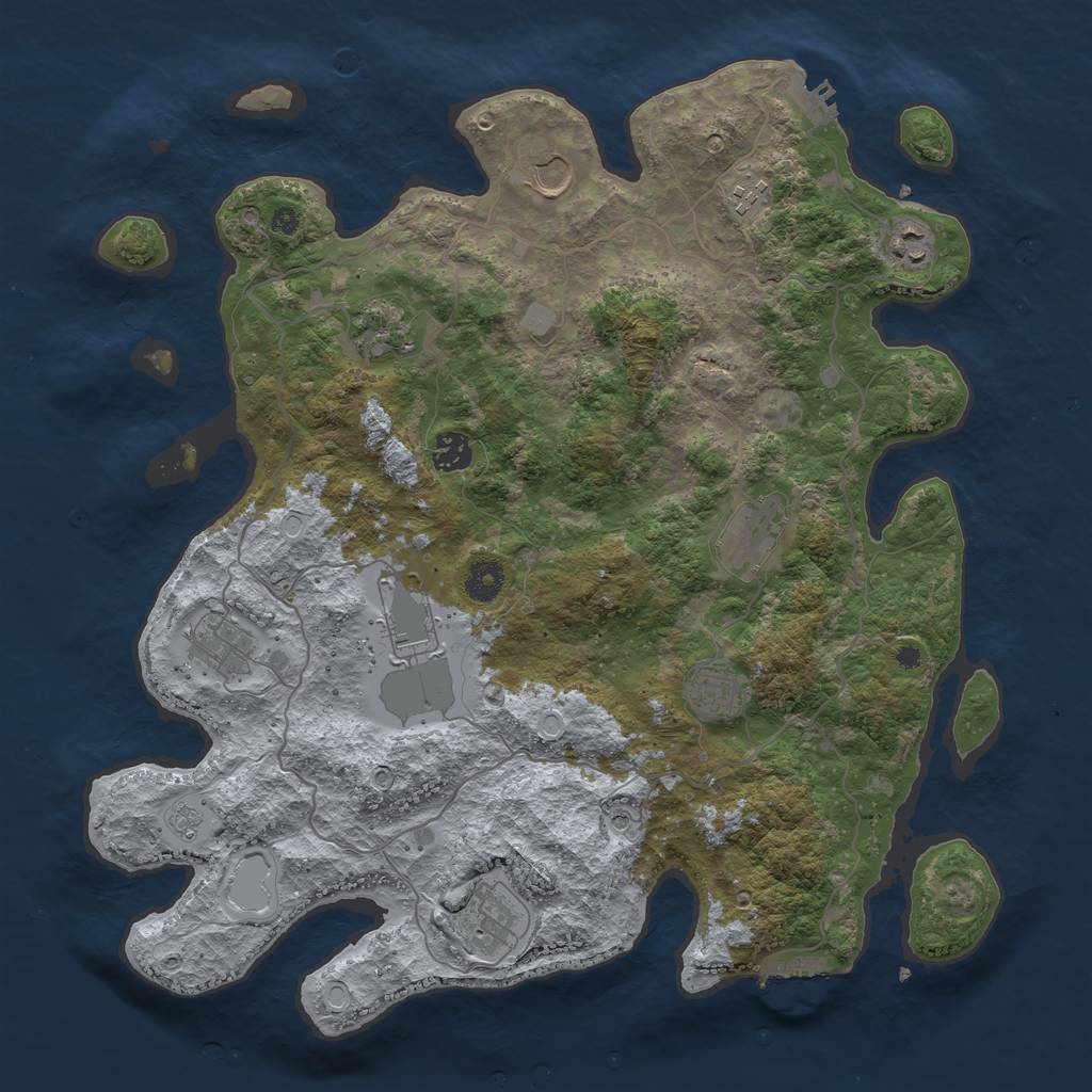 Rust Map: Procedural Map, Size: 4000, Seed: 938877623, 19 Monuments