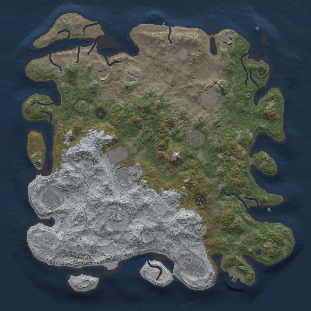 Rust Map: Procedural Map, Size: 4096, Seed: 500, 19 Monuments