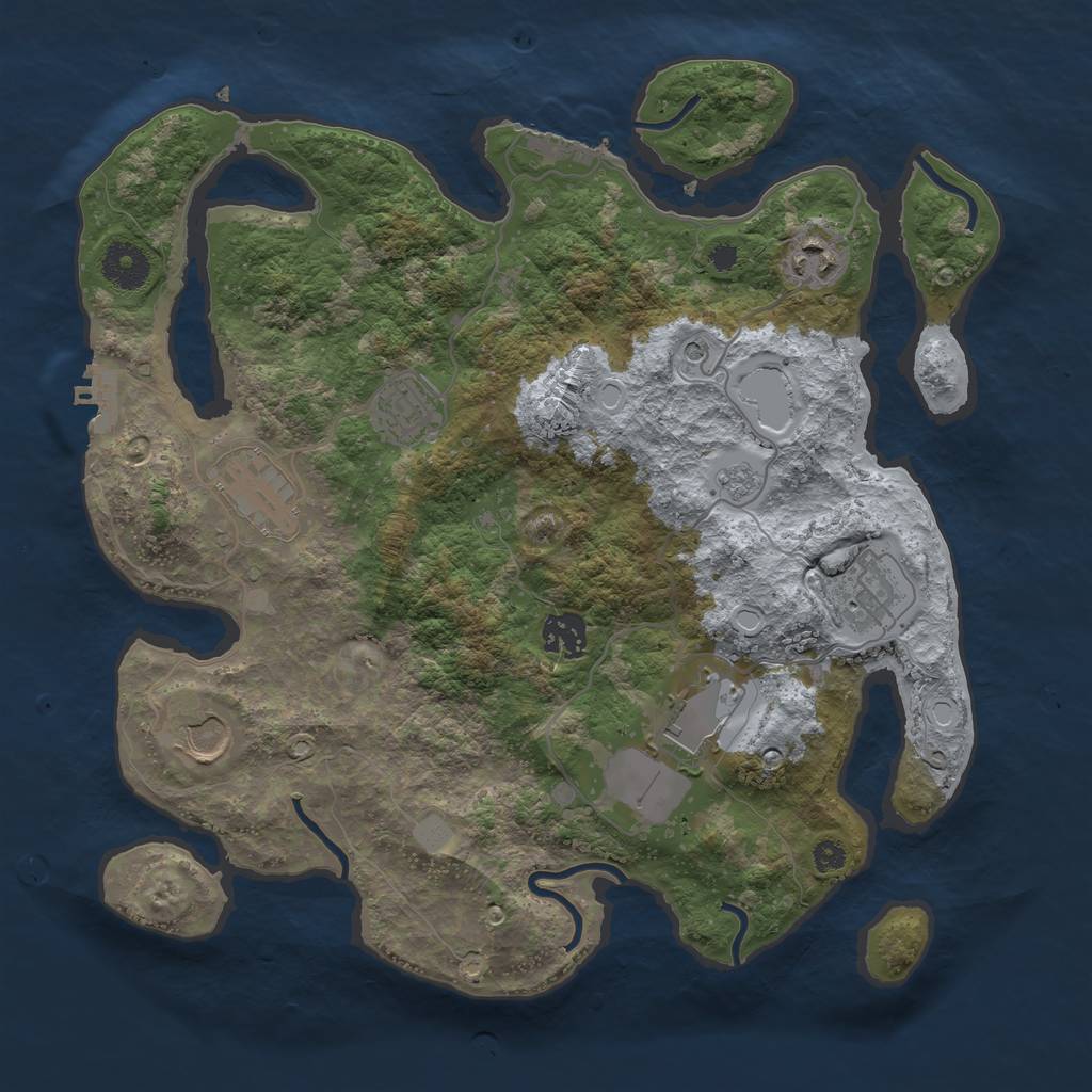 Rust Map: Procedural Map, Size: 3500, Seed: 976412144, 16 Monuments