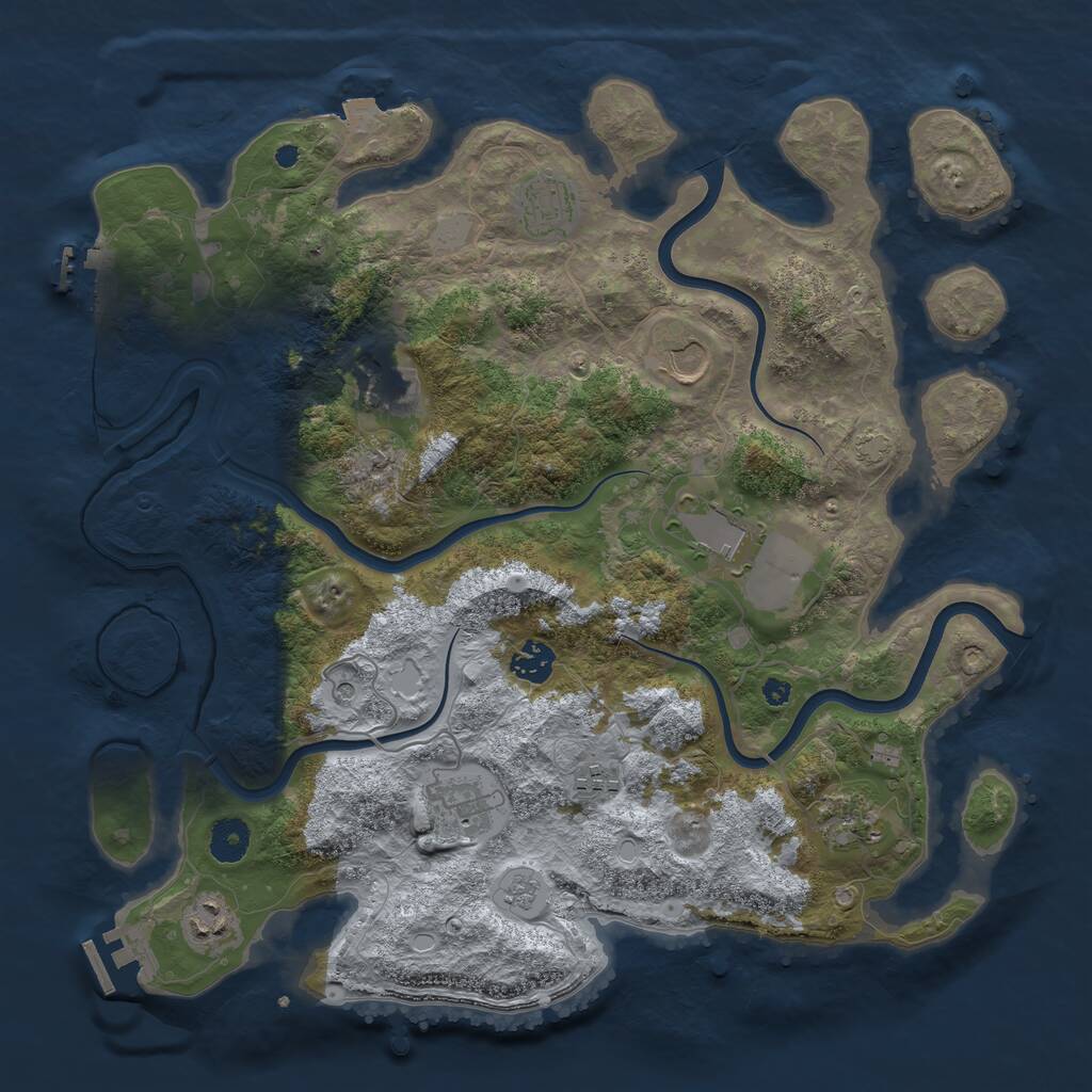 Rust Map: Procedural Map, Size: 3850, Seed: 184166912, 15 Monuments