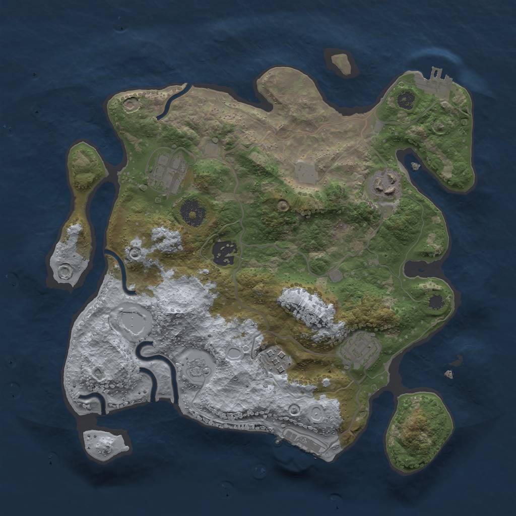 Rust Map: Procedural Map, Size: 3000, Seed: 1911990545, 13 Monuments