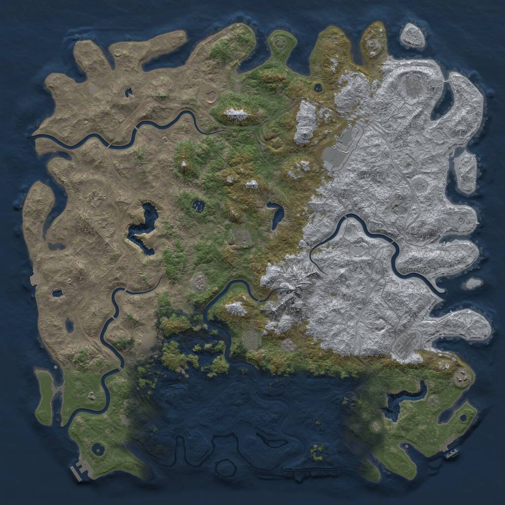 Rust Map: Procedural Map, Size: 6000, Seed: 808615019, 17 Monuments