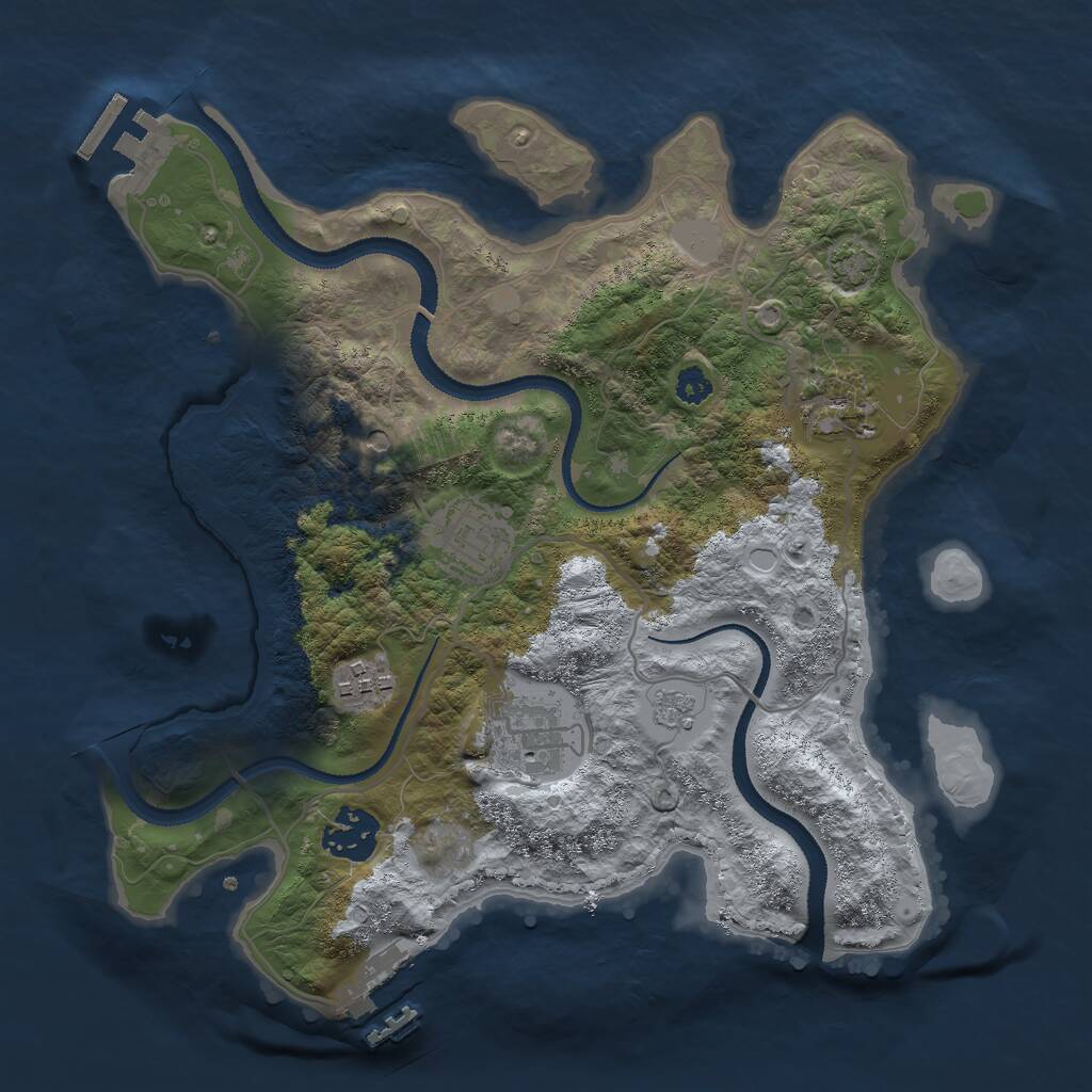 Rust Map: Procedural Map, Size: 3000, Seed: 27984, 11 Monuments
