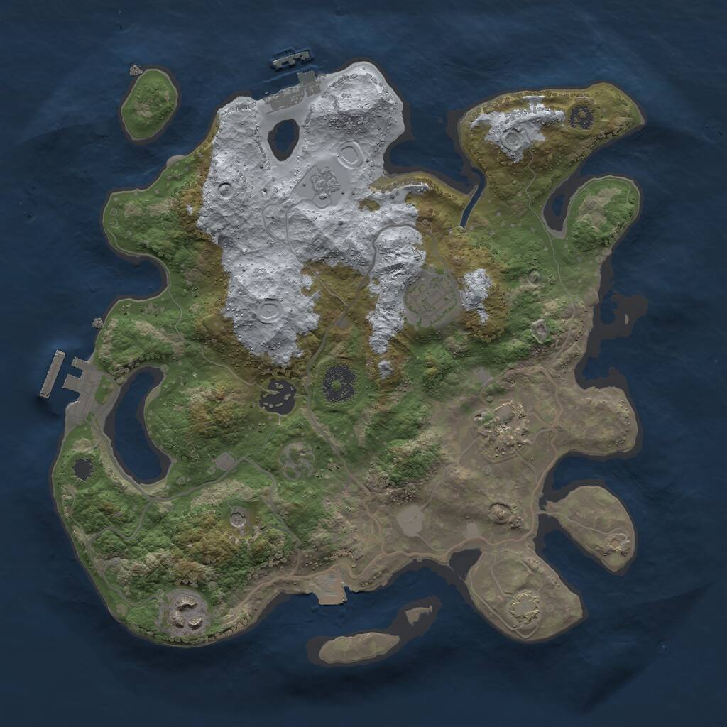 Rust Map: Procedural Map, Size: 3000, Seed: 23361, 10 Monuments