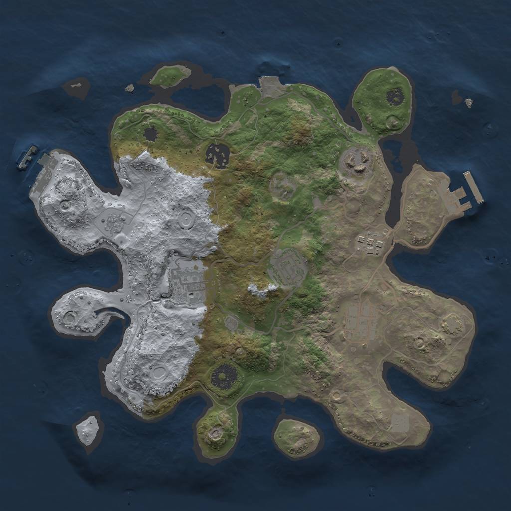 Rust Map: Procedural Map, Size: 3000, Seed: 1105869488, 13 Monuments