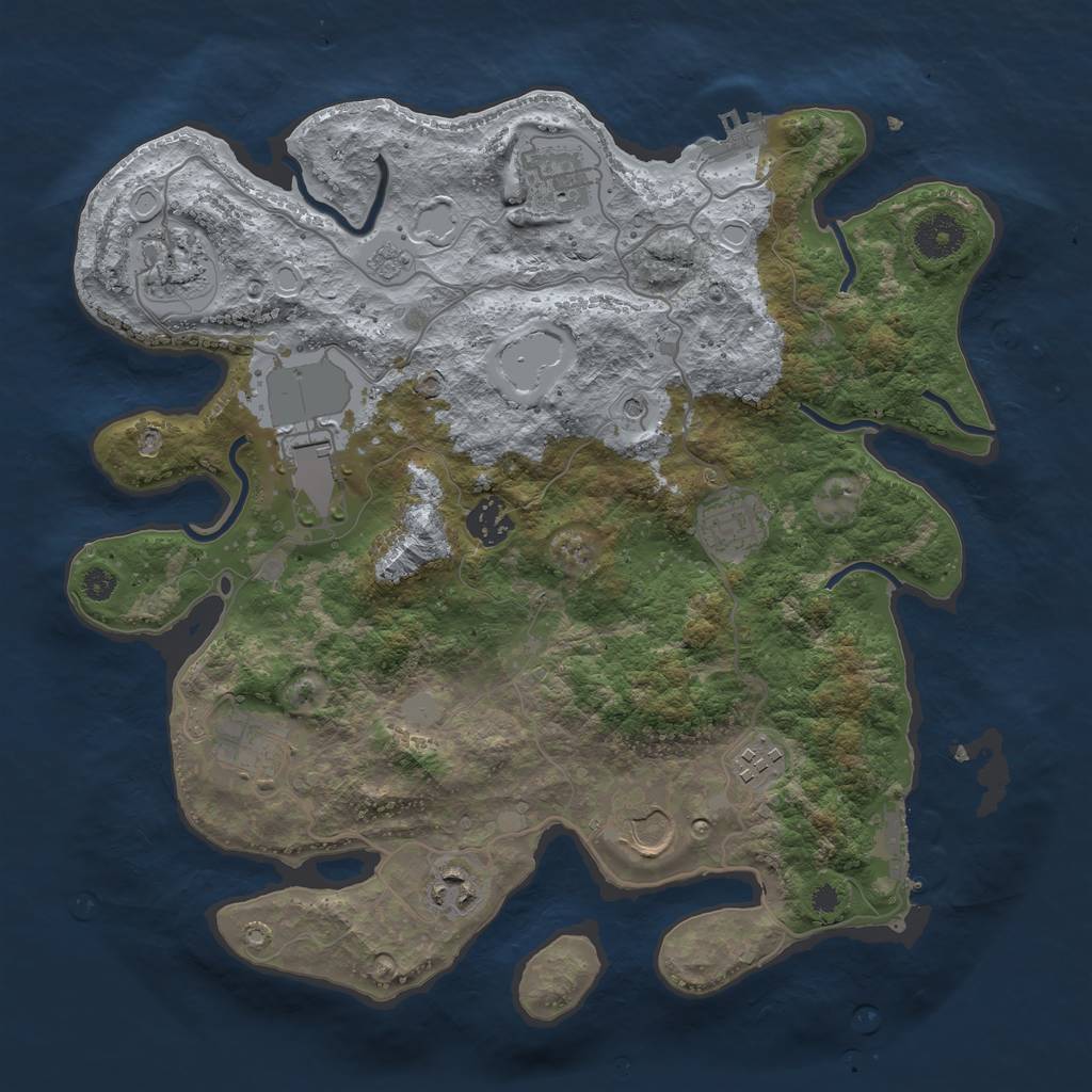 Rust Map: Procedural Map, Size: 3500, Seed: 52282324, 18 Monuments