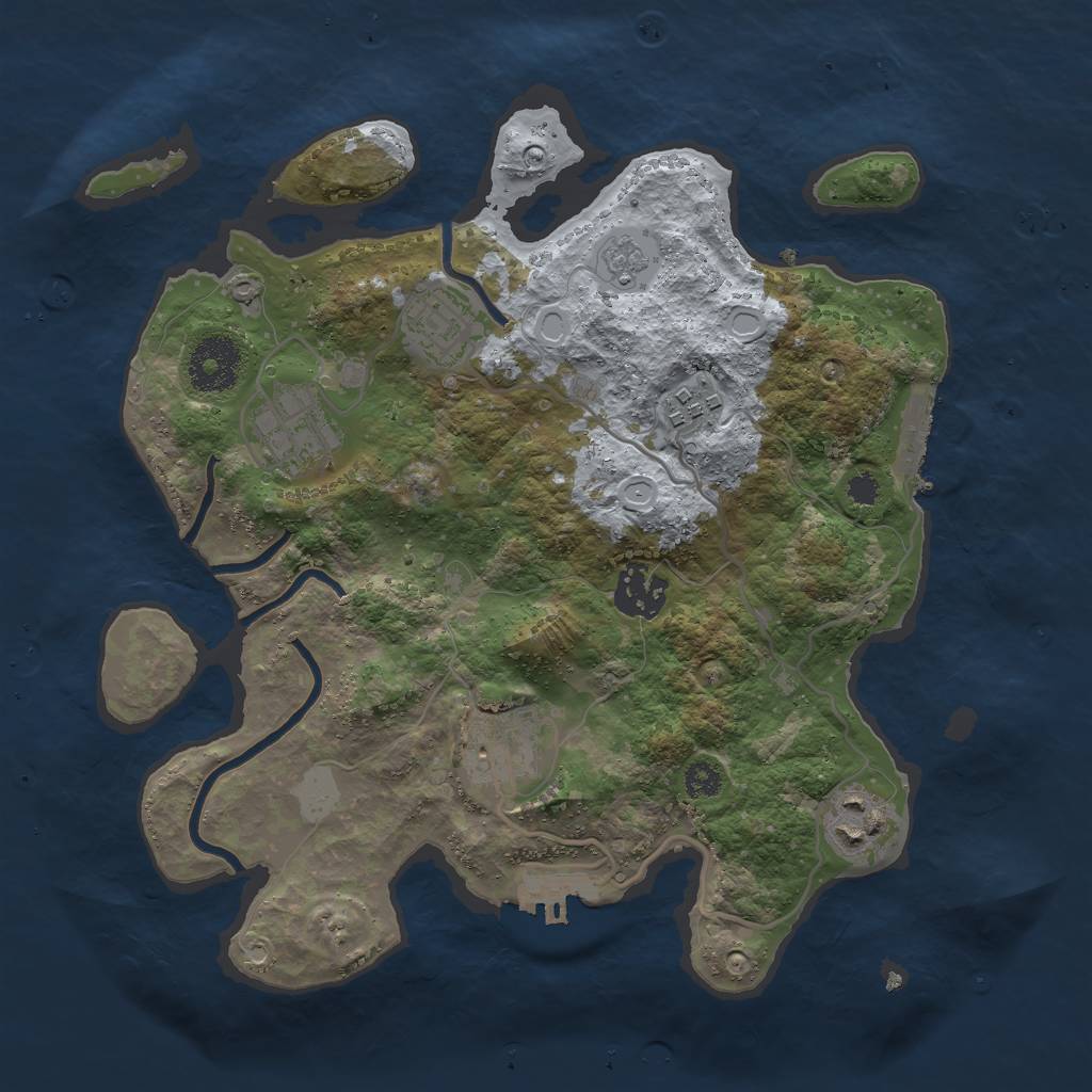 Rust Map: Procedural Map, Size: 3000, Seed: 6987, 14 Monuments