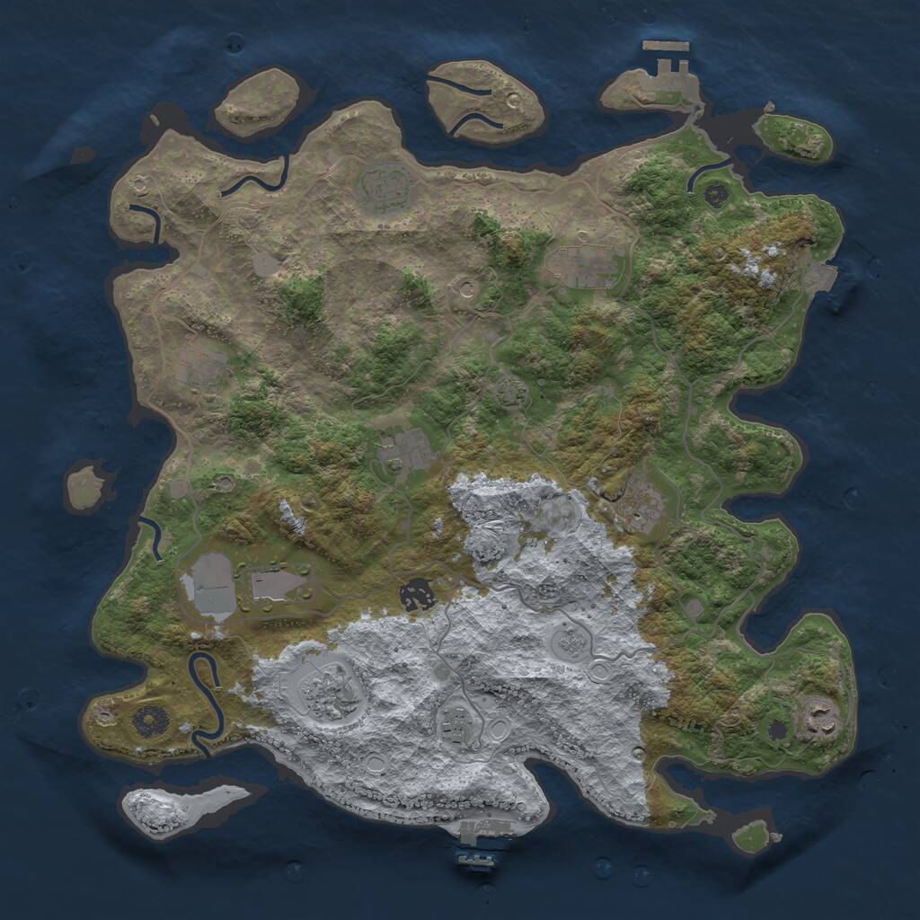 Rust Map: Procedural Map, Size: 4000, Seed: 2076986953, 16 Monuments