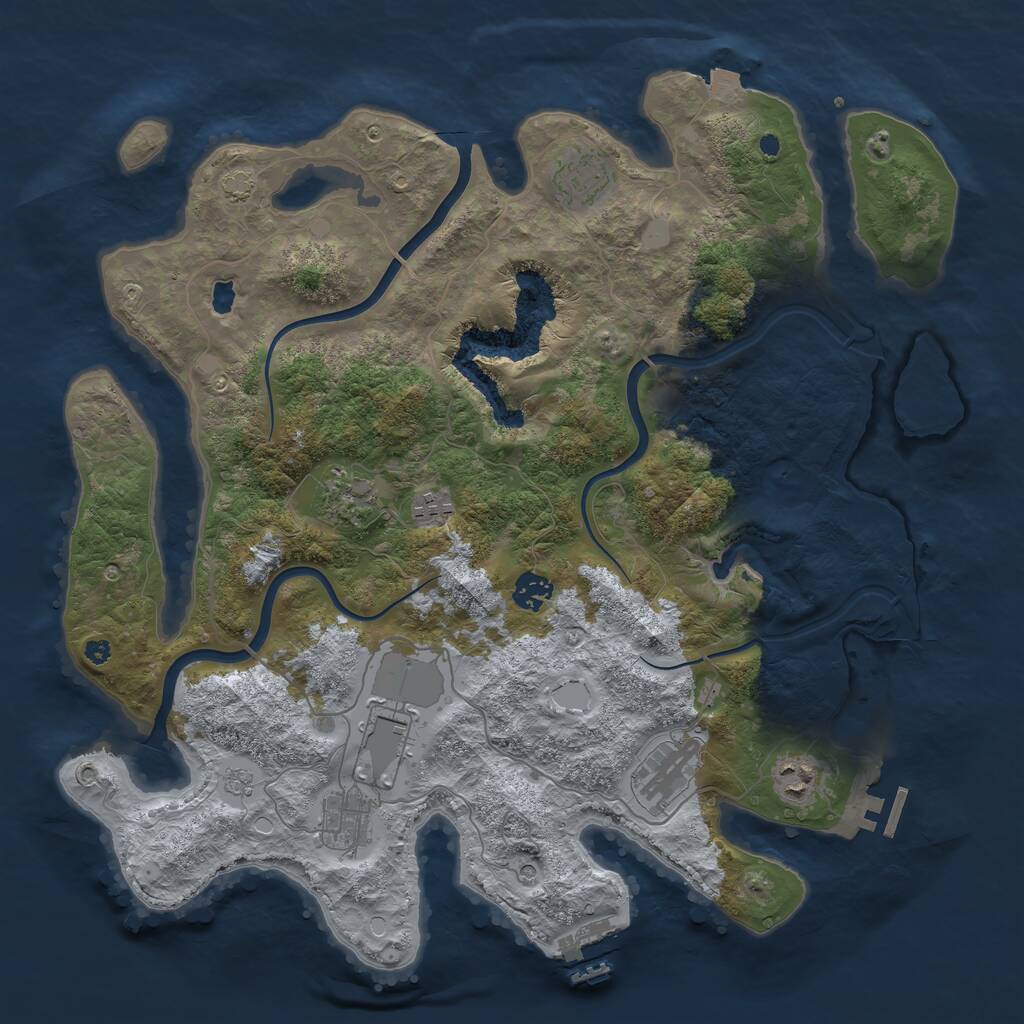 Rust Map: Procedural Map, Size: 4000, Seed: 1011783688, 14 Monuments
