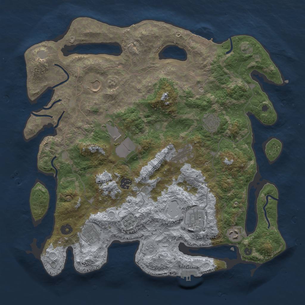 Rust Map: Procedural Map, Size: 4000, Seed: 219278, 18 Monuments