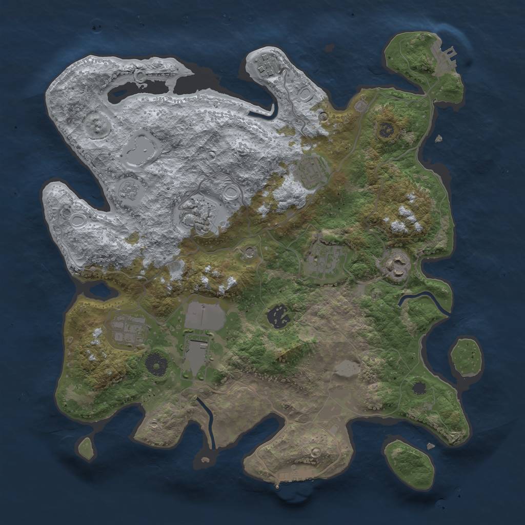 Rust Map: Procedural Map, Size: 3500, Seed: 634618101, 17 Monuments