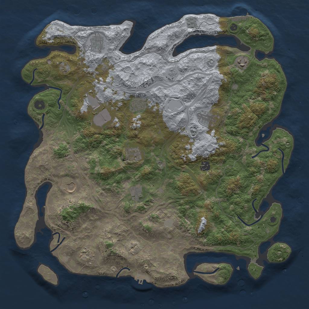 Rust Map: Procedural Map, Size: 4500, Seed: 1645631082, 20 Monuments