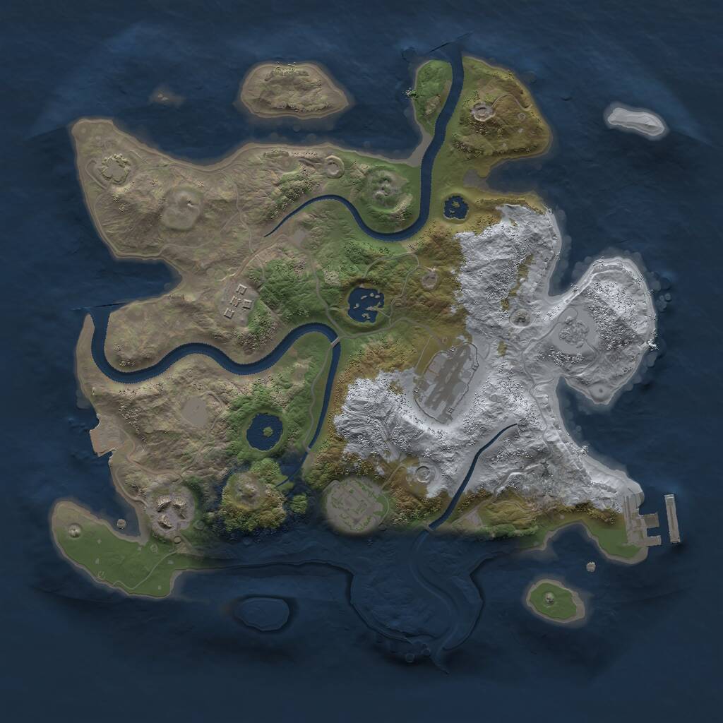 Rust Map: Procedural Map, Size: 3000, Seed: 1703078797, 10 Monuments