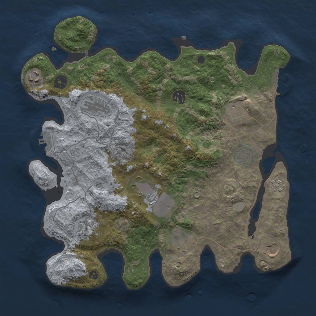 Rust Map: Procedural Map, Size: 3500, Seed: 1412936329, 19 Monuments