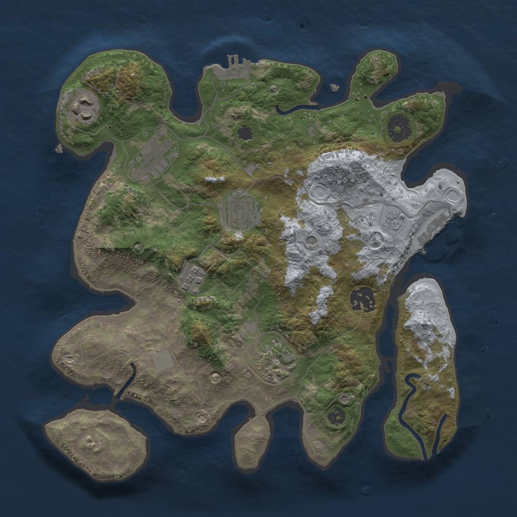 Rust Map: Procedural Map, Size: 3000, Seed: 3675, 15 Monuments