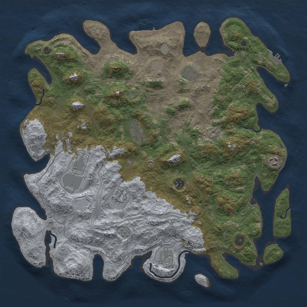 Rust Map: Procedural Map, Size: 4500, Seed: 2168440, 18 Monuments