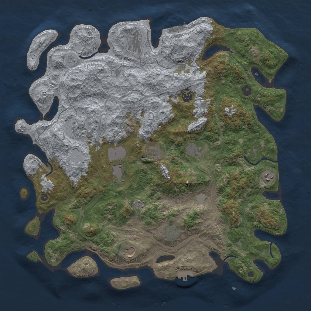Rust Map: Procedural Map, Size: 4500, Seed: 554829715, 19 Monuments