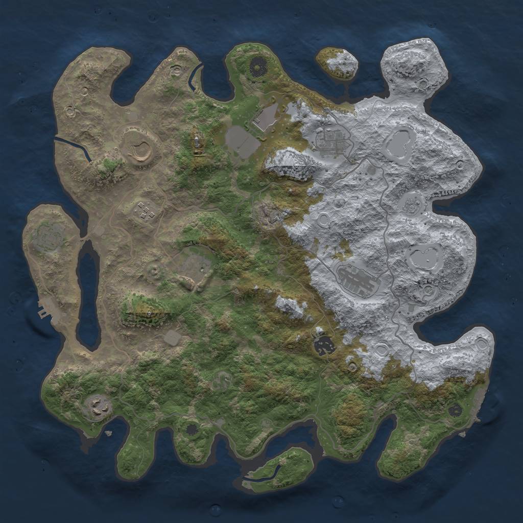 Rust Map: Procedural Map, Size: 4000, Seed: 8319, 18 Monuments