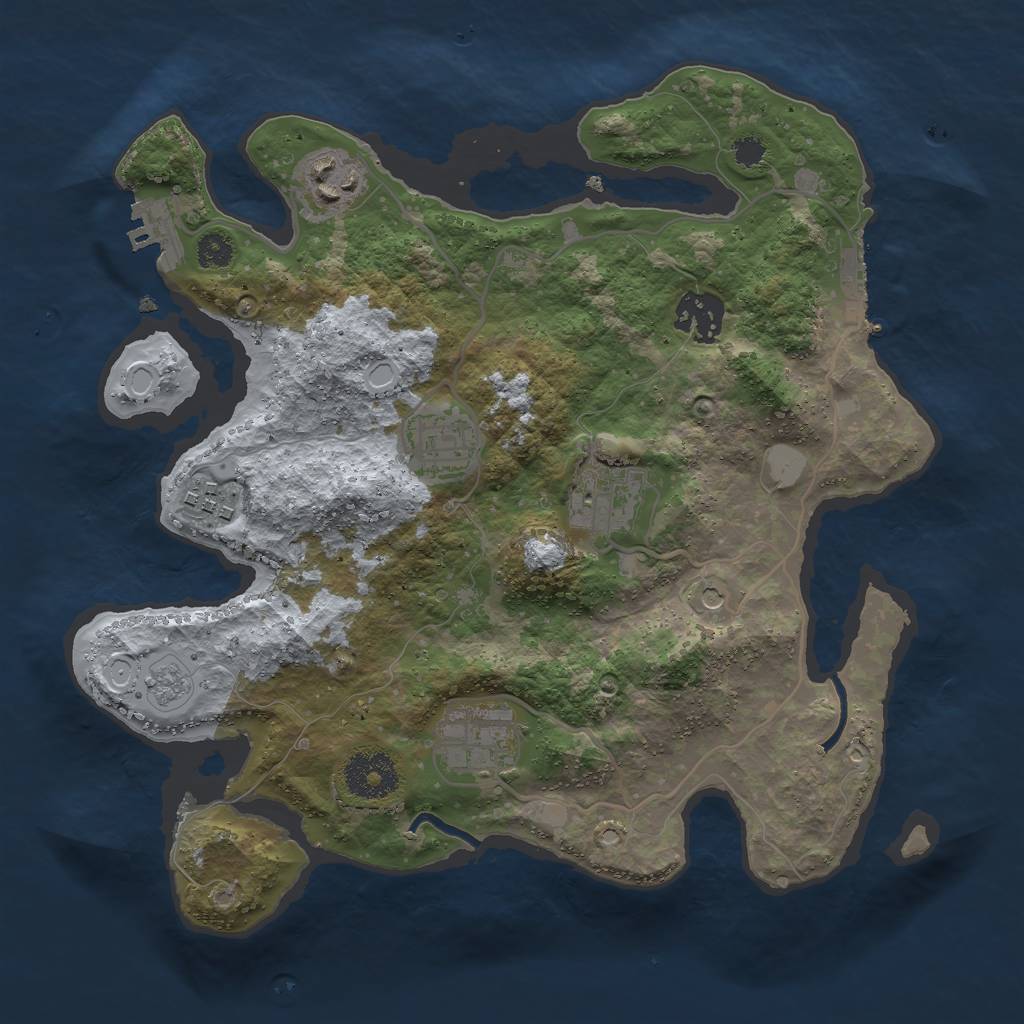 Rust Map: Procedural Map, Size: 3000, Seed: 1133278105, 15 Monuments