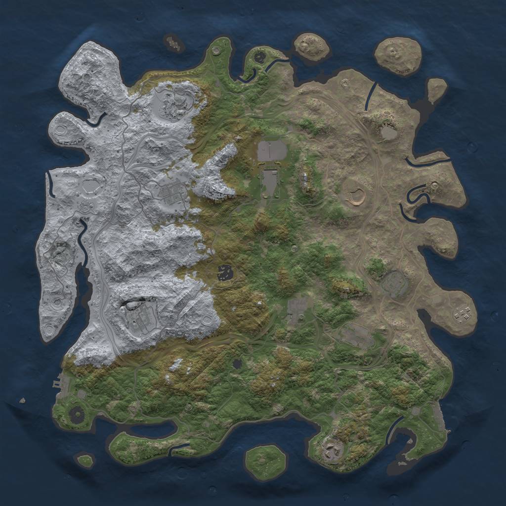 Rust Map: Procedural Map, Size: 4500, Seed: 2110863970, 20 Monuments