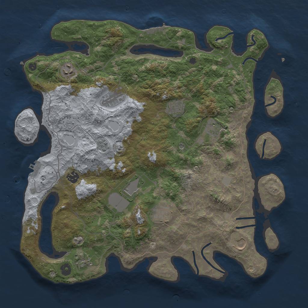 Rust Map: Procedural Map, Size: 4000, Seed: 1643188268, 19 Monuments