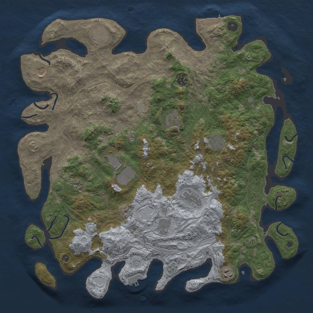 Rust Map: Procedural Map, Size: 4500, Seed: 304625042, 20 Monuments