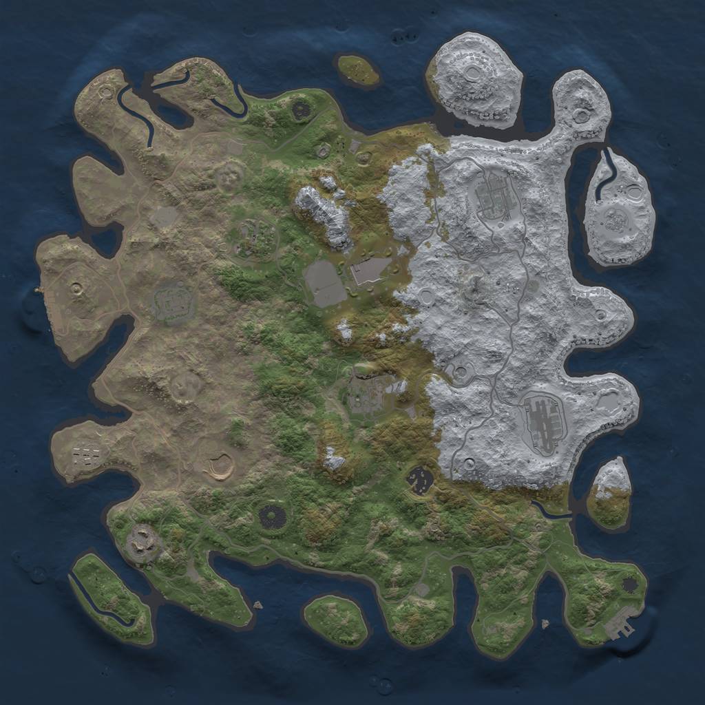 Rust Map: Procedural Map, Size: 4000, Seed: 260399, 19 Monuments