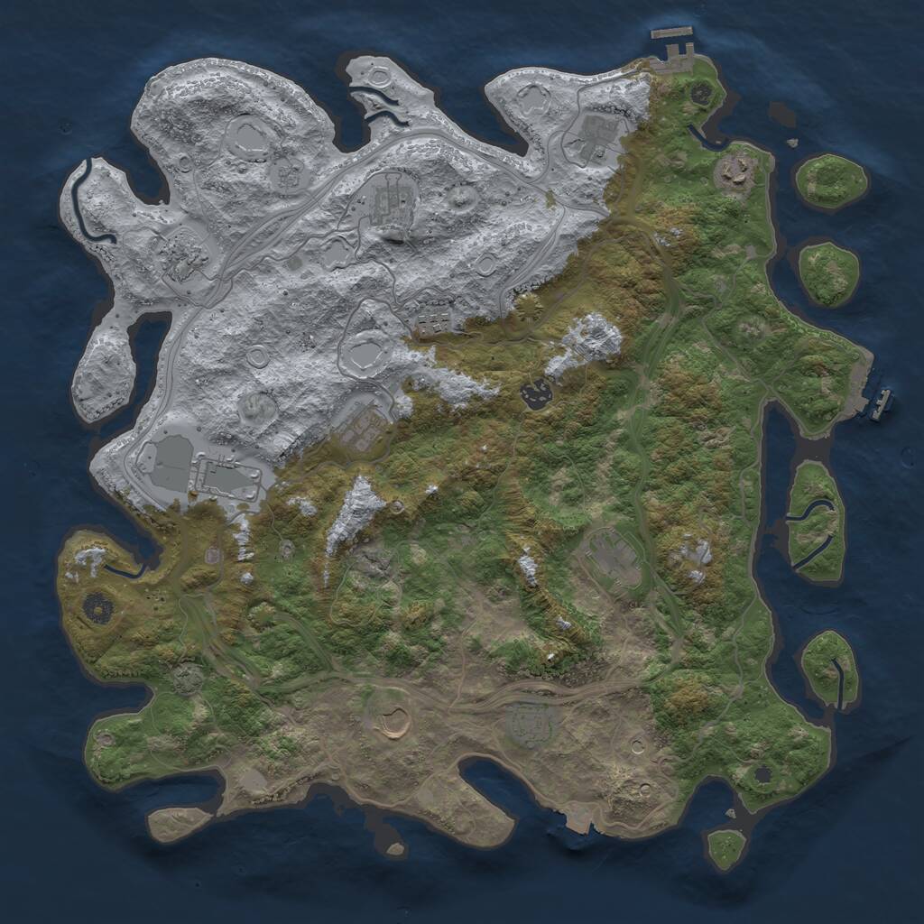 Rust Map: Procedural Map, Size: 4500, Seed: 623918968, 17 Monuments