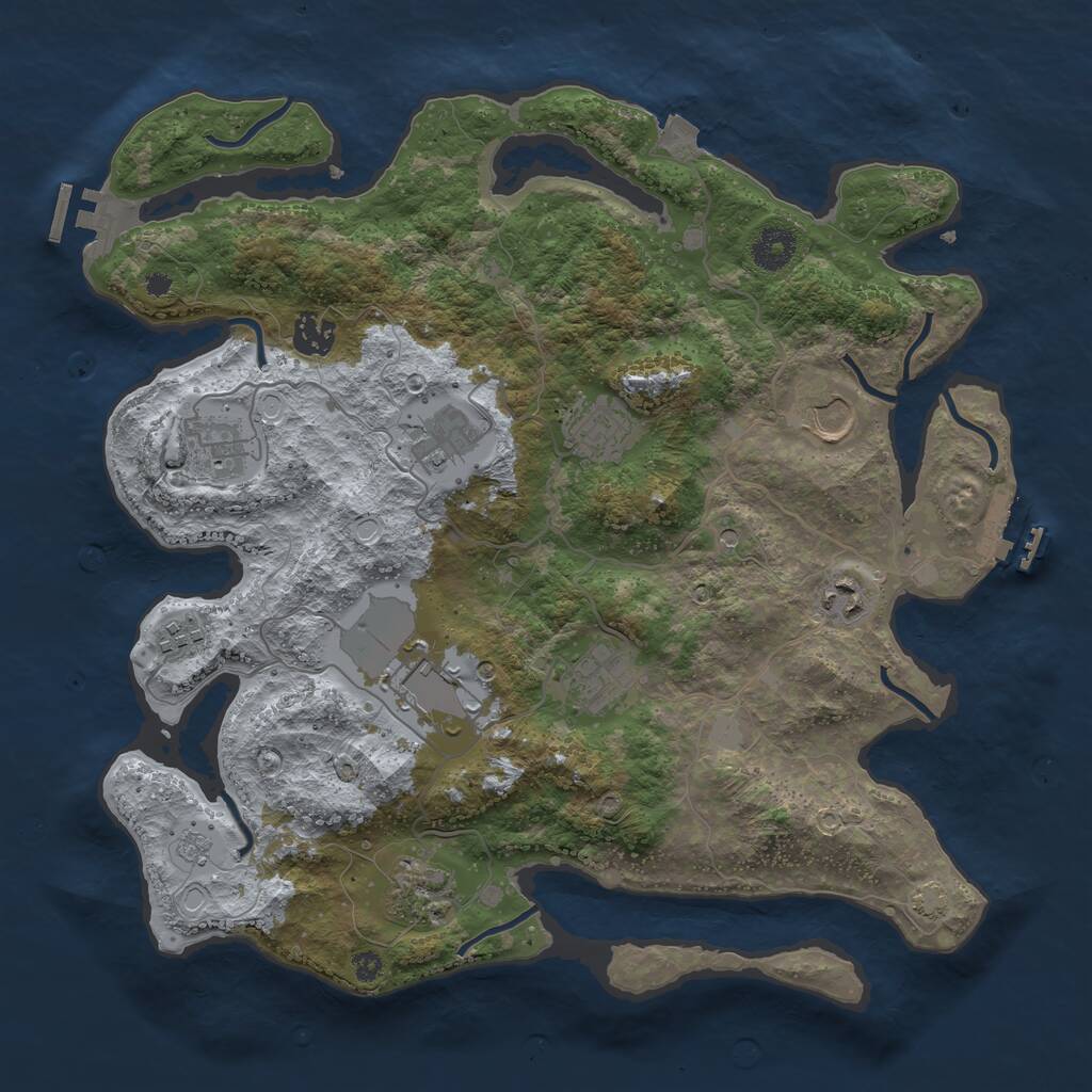Rust Map: Procedural Map, Size: 3700, Seed: 1042161142, 16 Monuments
