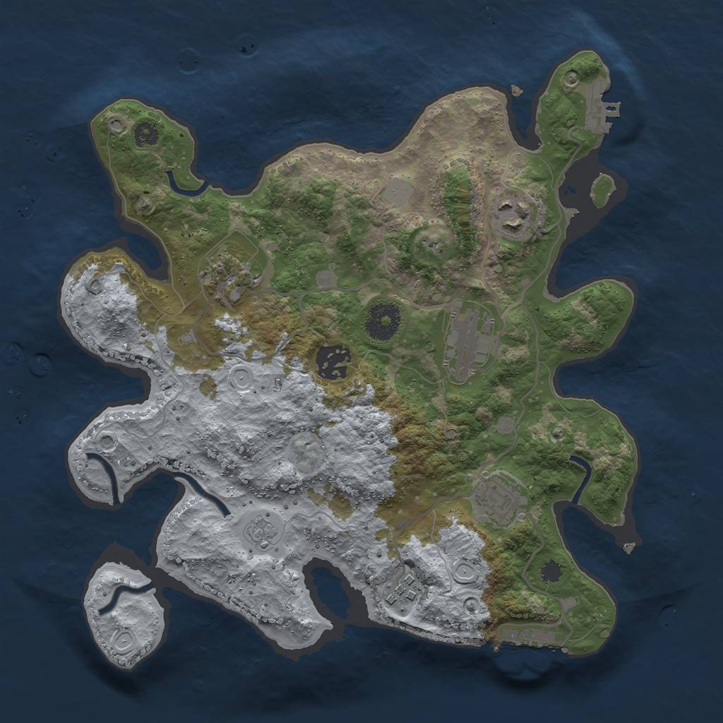 Rust Map: Procedural Map, Size: 3000, Seed: 2103581489, 14 Monuments