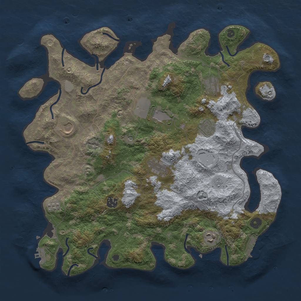 Rust Map: Procedural Map, Size: 4000, Seed: 1376301469, 17 Monuments
