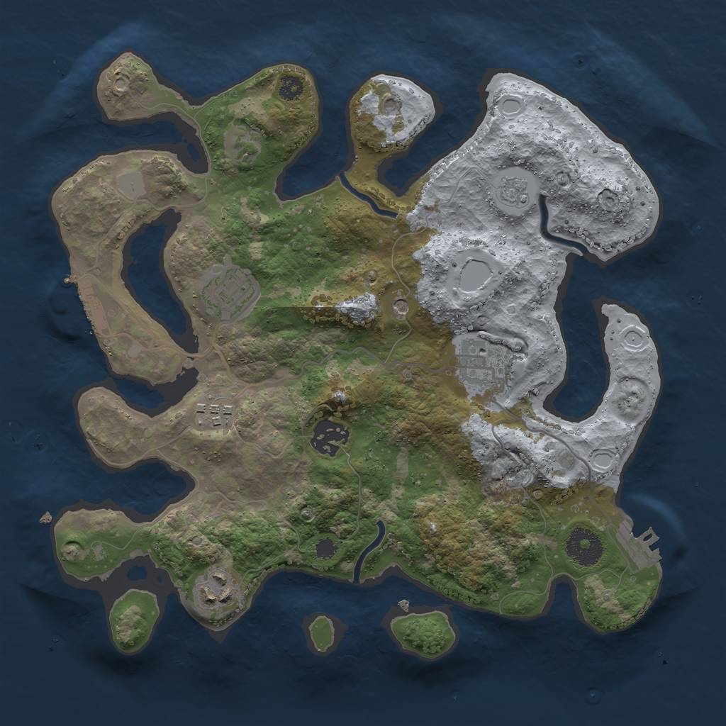 Rust Map: Procedural Map, Size: 3000, Seed: 1824125836, 14 Monuments