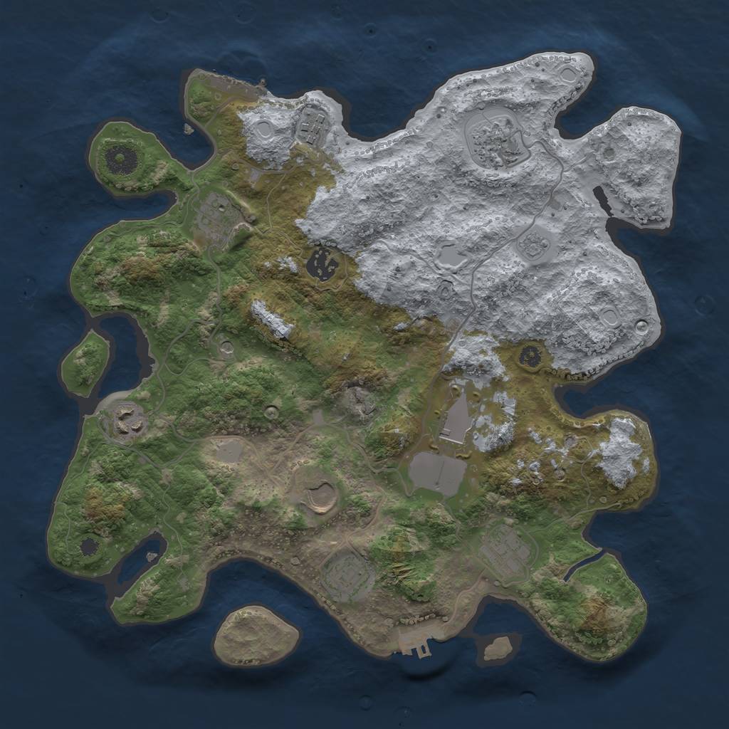 Rust Map: Procedural Map, Size: 3500, Seed: 675358300, 18 Monuments